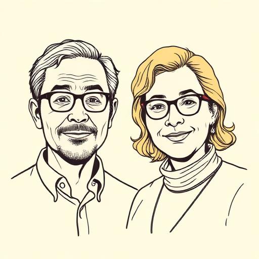 Illustrated portrait of Runway's two founders